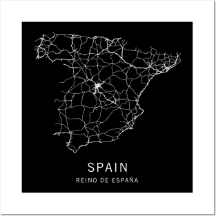 Spain Road Map Posters and Art
